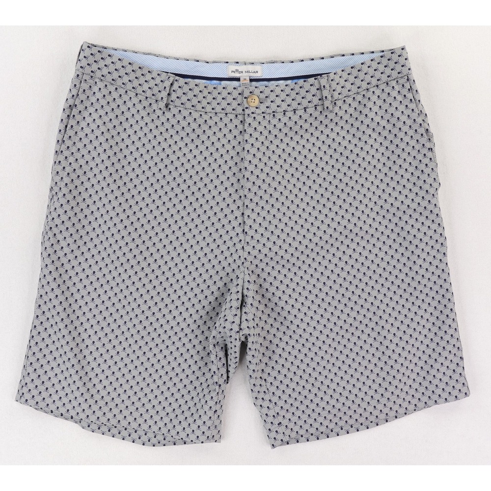 Peter Millar Shorts Mens 36 Gray Skull Print Golf Performance Stretch Chino